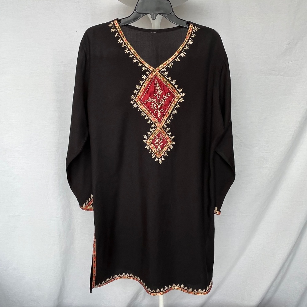 Tunic/dress, or beach/pool cover-up, black, viscose/cotton, XL.